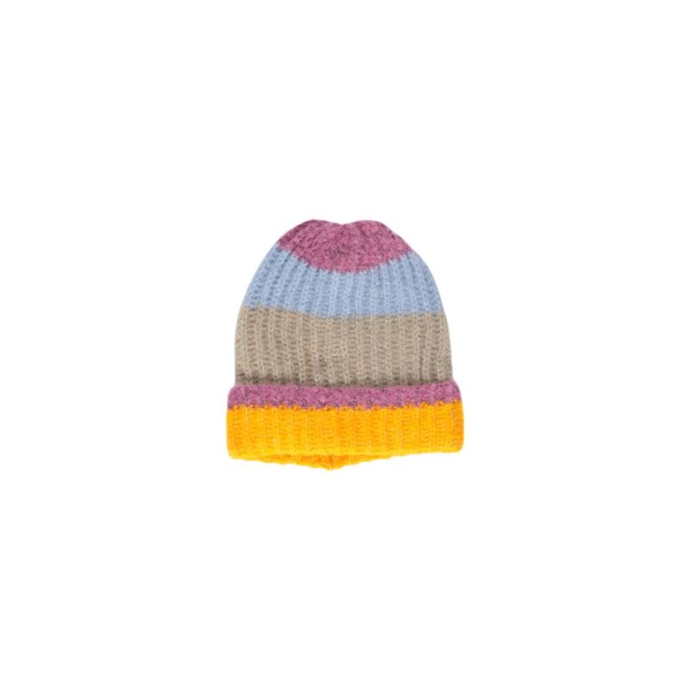 Pieces Striped Knit Beanie Women yellow Hats & Caps